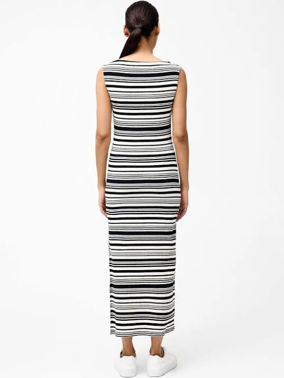 French Connection Sasia Rib Stripe Dress - Black/White