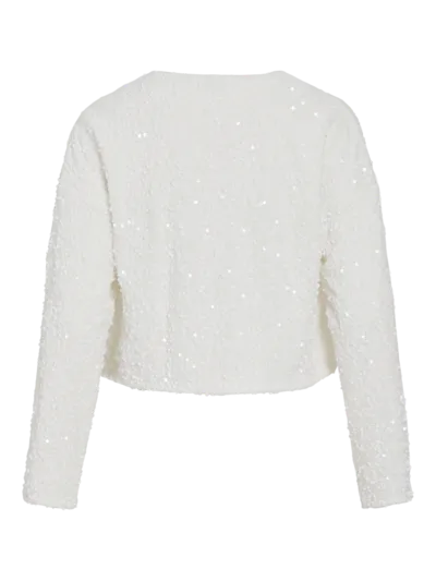 Aria Sequin Bow Top - White