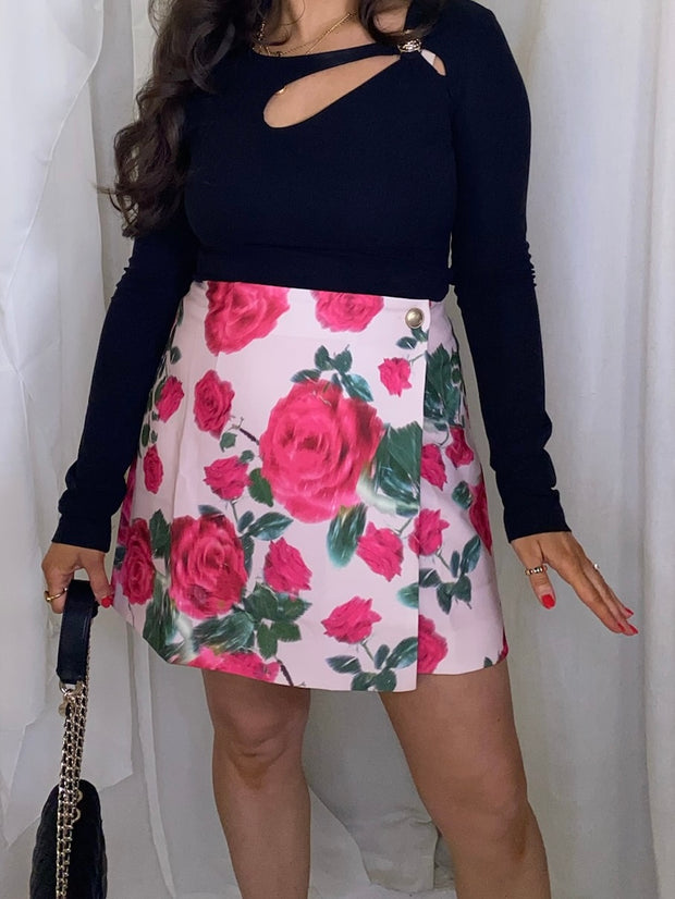 Raissa Wrap Skirt - Rose Print