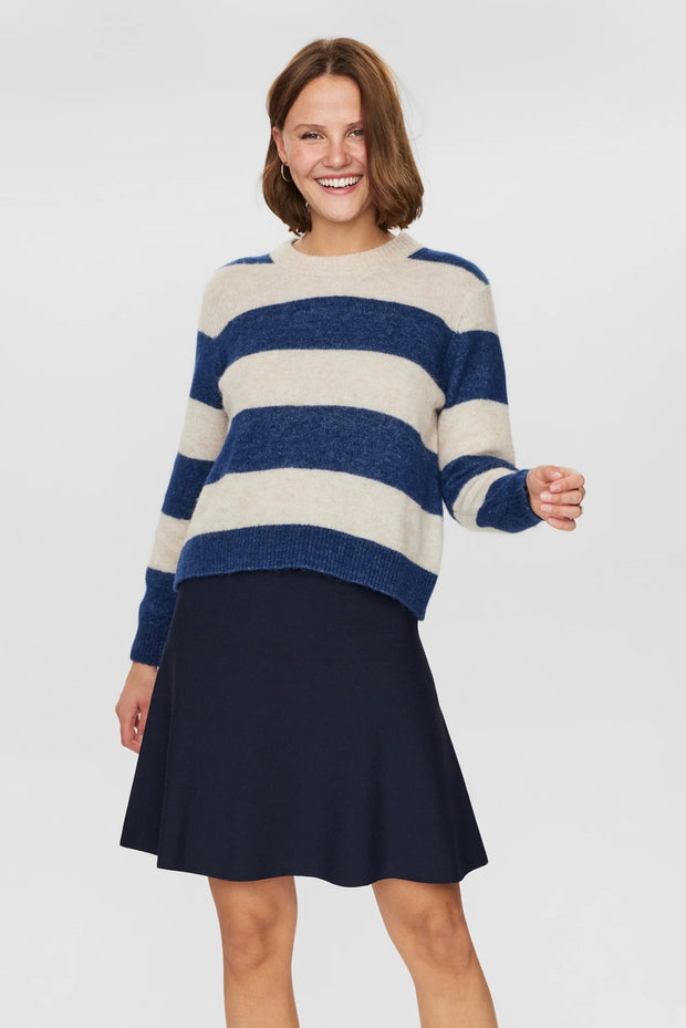 Riette Big Stripe Pullover - Blue