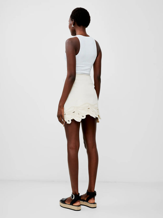 French Connection Ateena Twill Embroidered Mini Skirt - Ecru