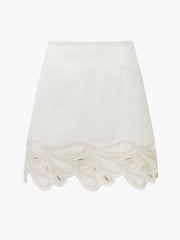 French Connection Ateena Twill Embroidered Mini Skirt - Ecru