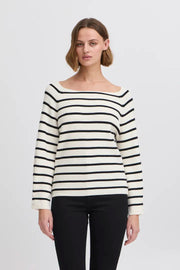 Boston Long Sleeve Knit - Birch/Black stripe