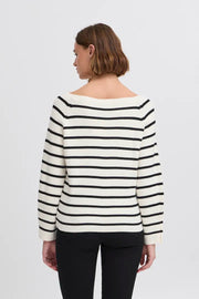 Boston Long Sleeve Knit - Birch/Black stripe