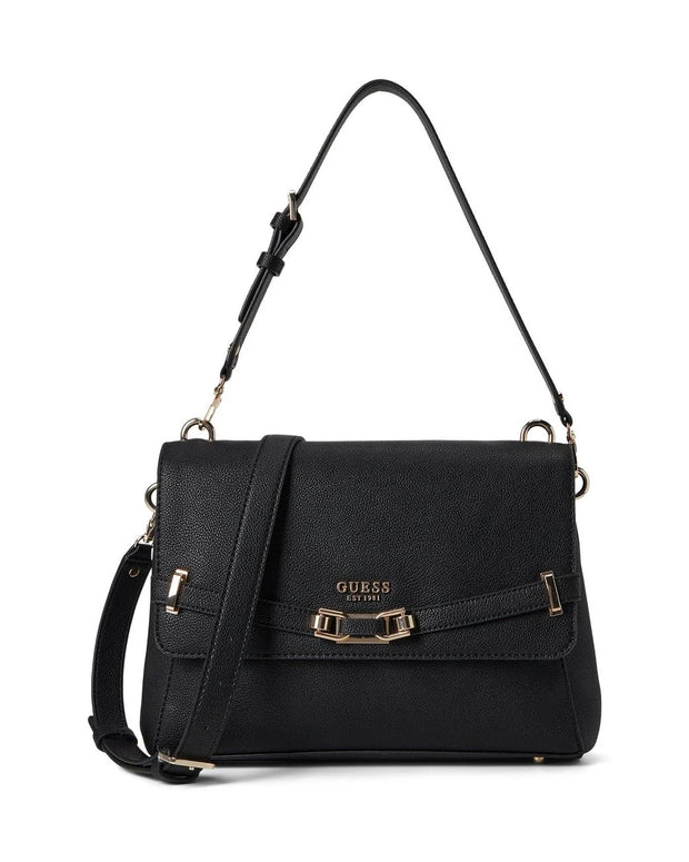 Guess Silvye Flap Shoulder Bag - Black