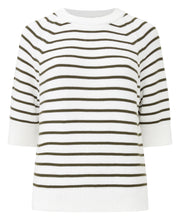 French Connection Lily Mozart Stripe Short Sleeve Jumper - Summer White/Olive