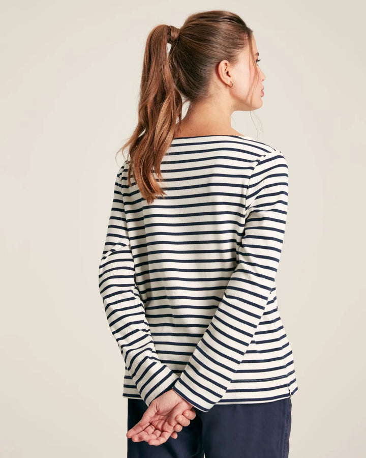 Joules Harbour Boat Neck Breton Top - Cream/Navy