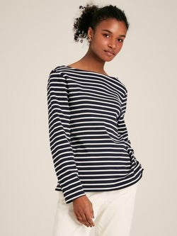 Joules Harbour Boat Neck Breton Top - Navy/Cream