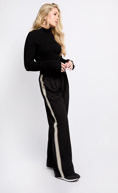 Contrast Side Stripe Trousers by Vogue Williams - Black