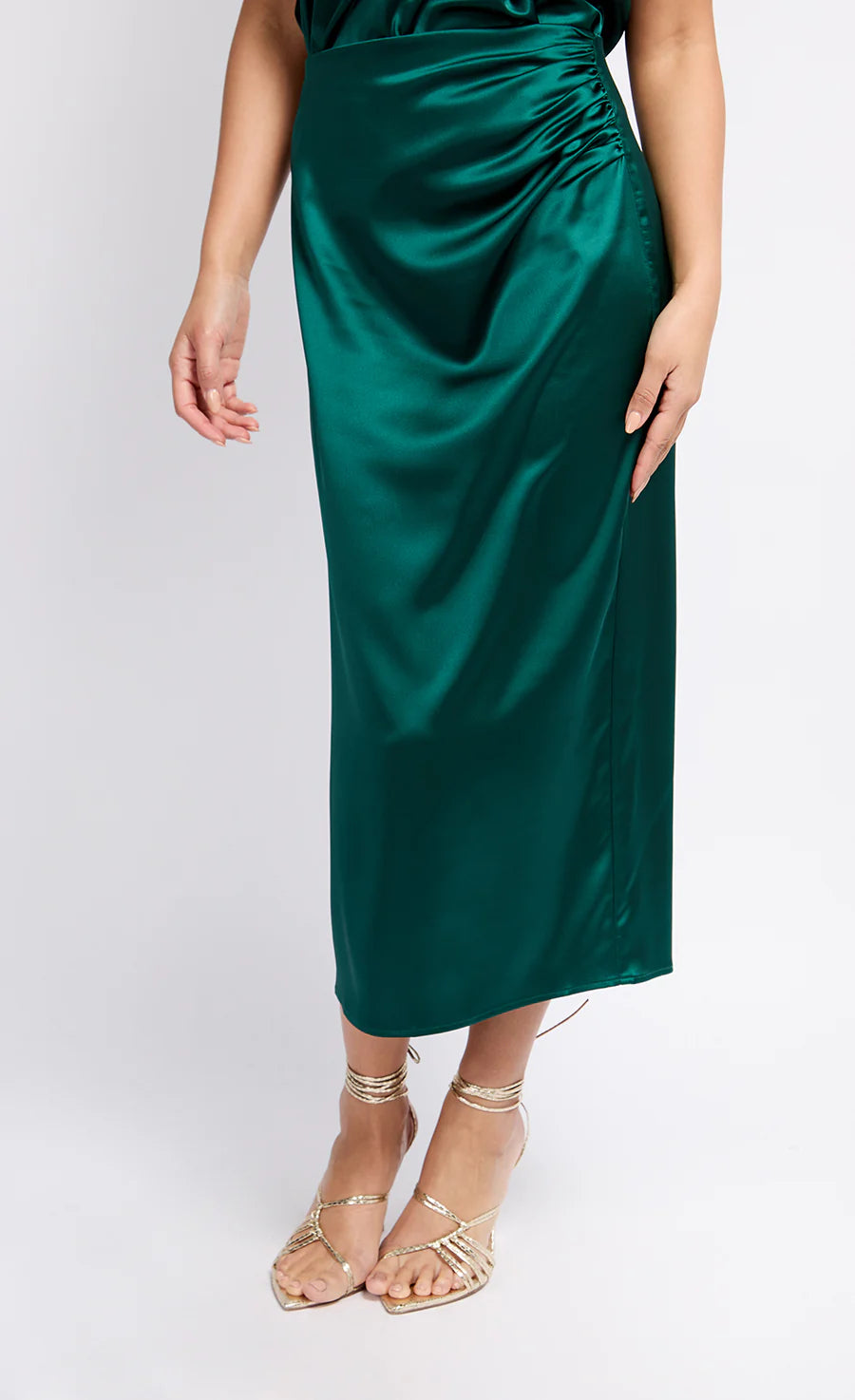 Satin Drape Midaxi Skirt by Vogue Williams - Green