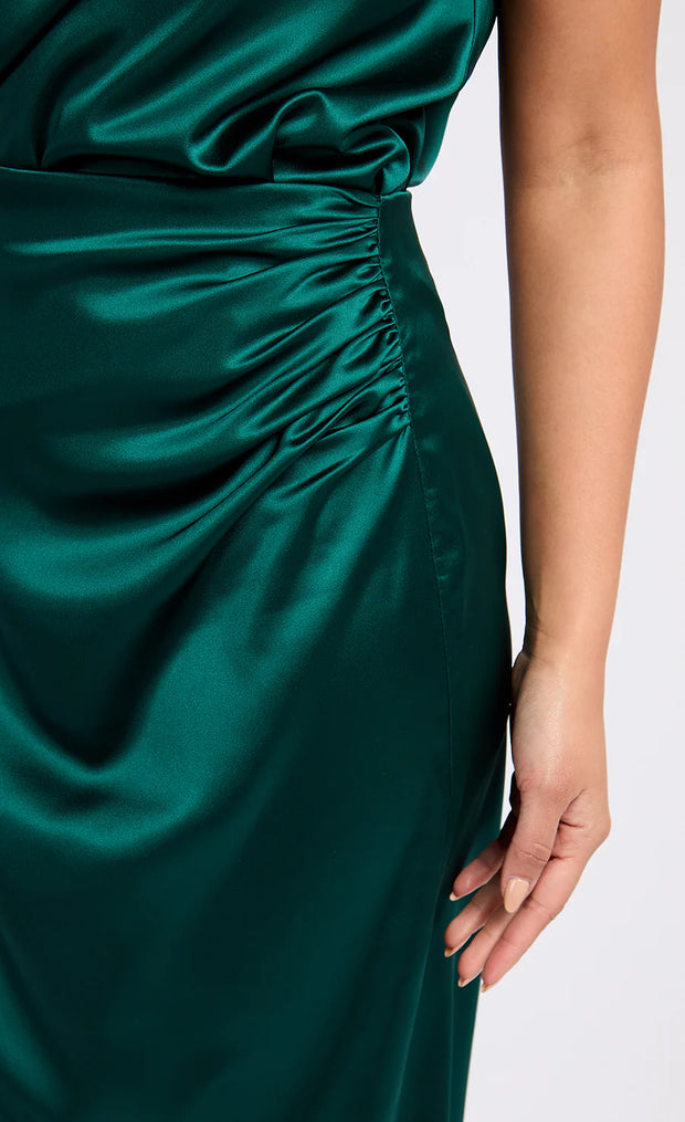 Satin Drape Midaxi Skirt by Vogue Williams - Green