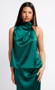 Satin Drape Top by Vogue Williams - Green