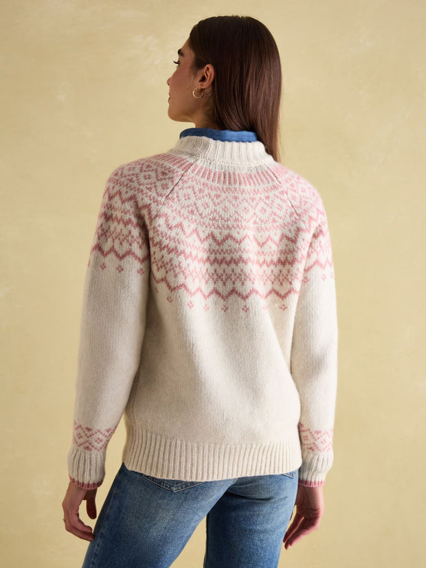 Charlotte Crew Neck Fair Isle Jumper- Cream