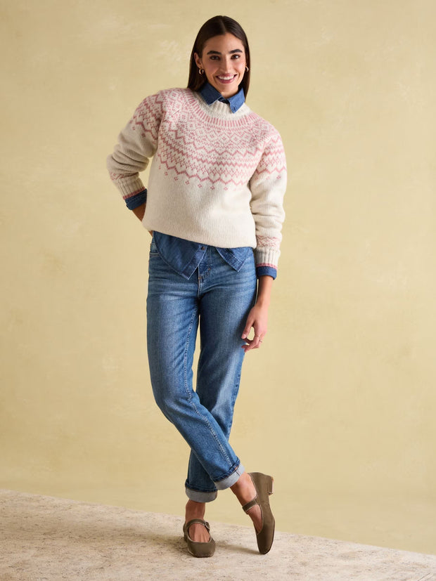 Charlotte Crew Neck Fair Isle Jumper- Cream