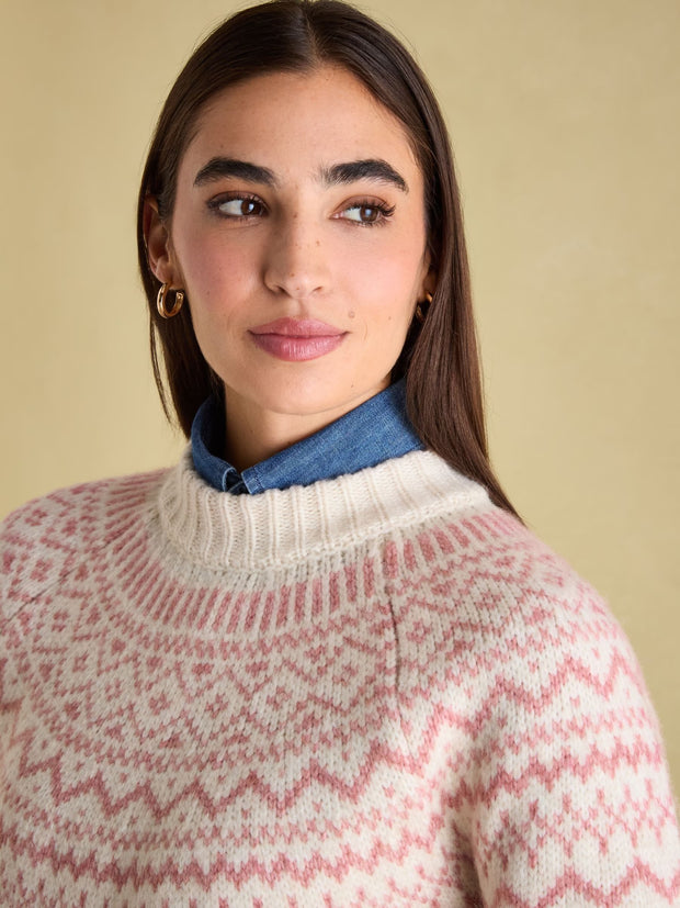 Charlotte Crew Neck Fair Isle Jumper- Cream