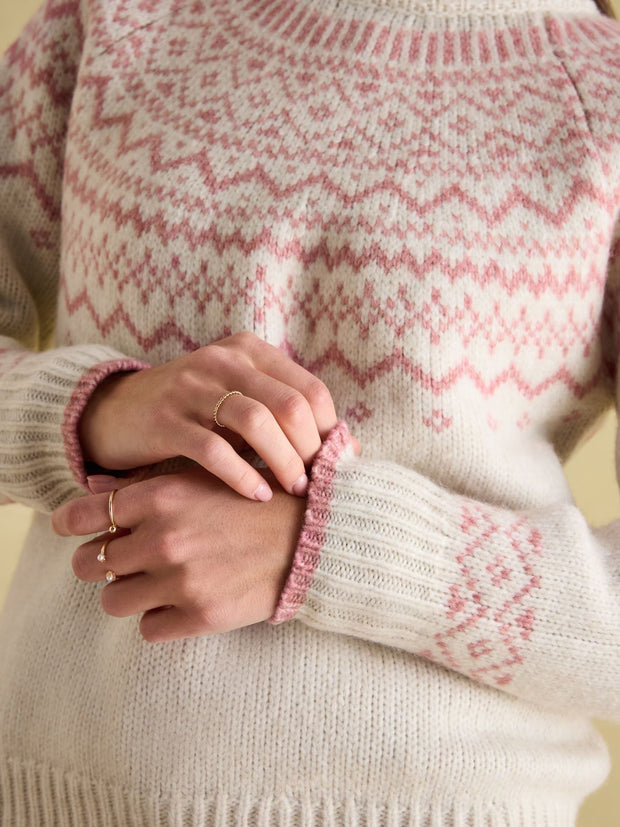 Charlotte Crew Neck Fair Isle Jumper- Cream