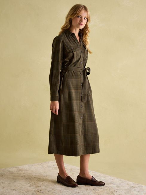 Joules Meredith Check Midi Shirt Dress