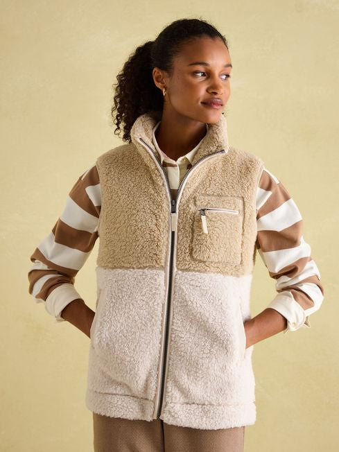 Joules Mallory Cream Fleece Gilet- Cream