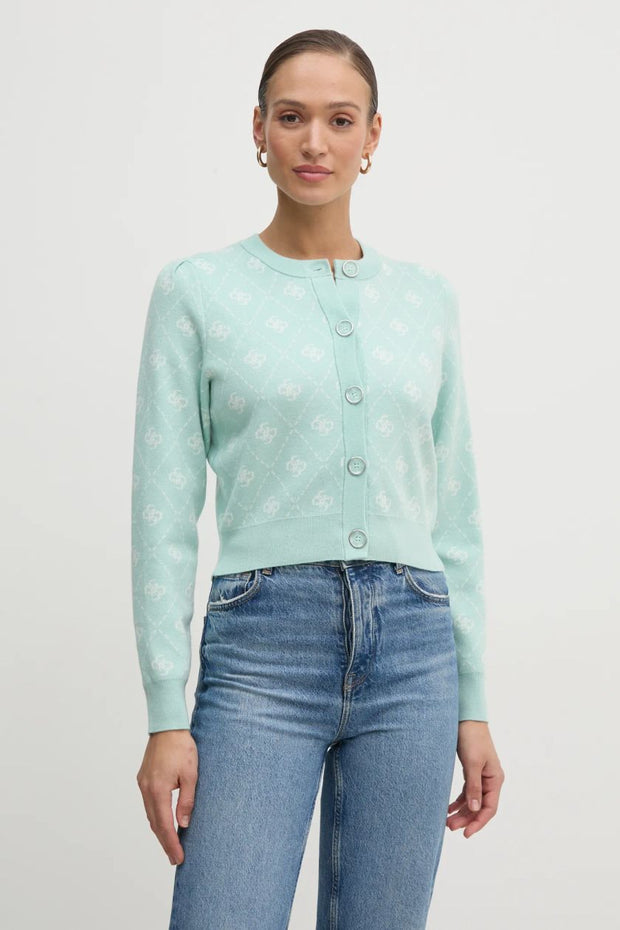 Guess Sarah Logo Cardigan - Mint/Cream