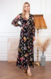 The Dara Button Down Maxi Dress - Black/Multi