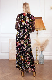 The Dara Button Down Maxi Dress - Black/Multi