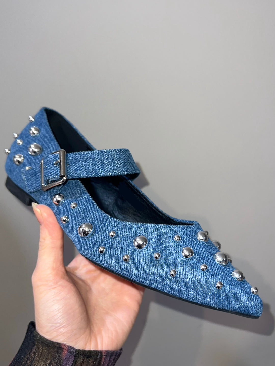 Pointy Ballet Pumps - Denim