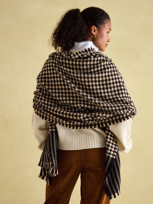 Joules Bracewell Blanket Scarf - Houndstooth