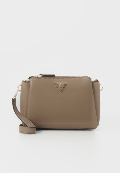 Guess Noelle Triple Compartment Crossbody - Dark Taupe