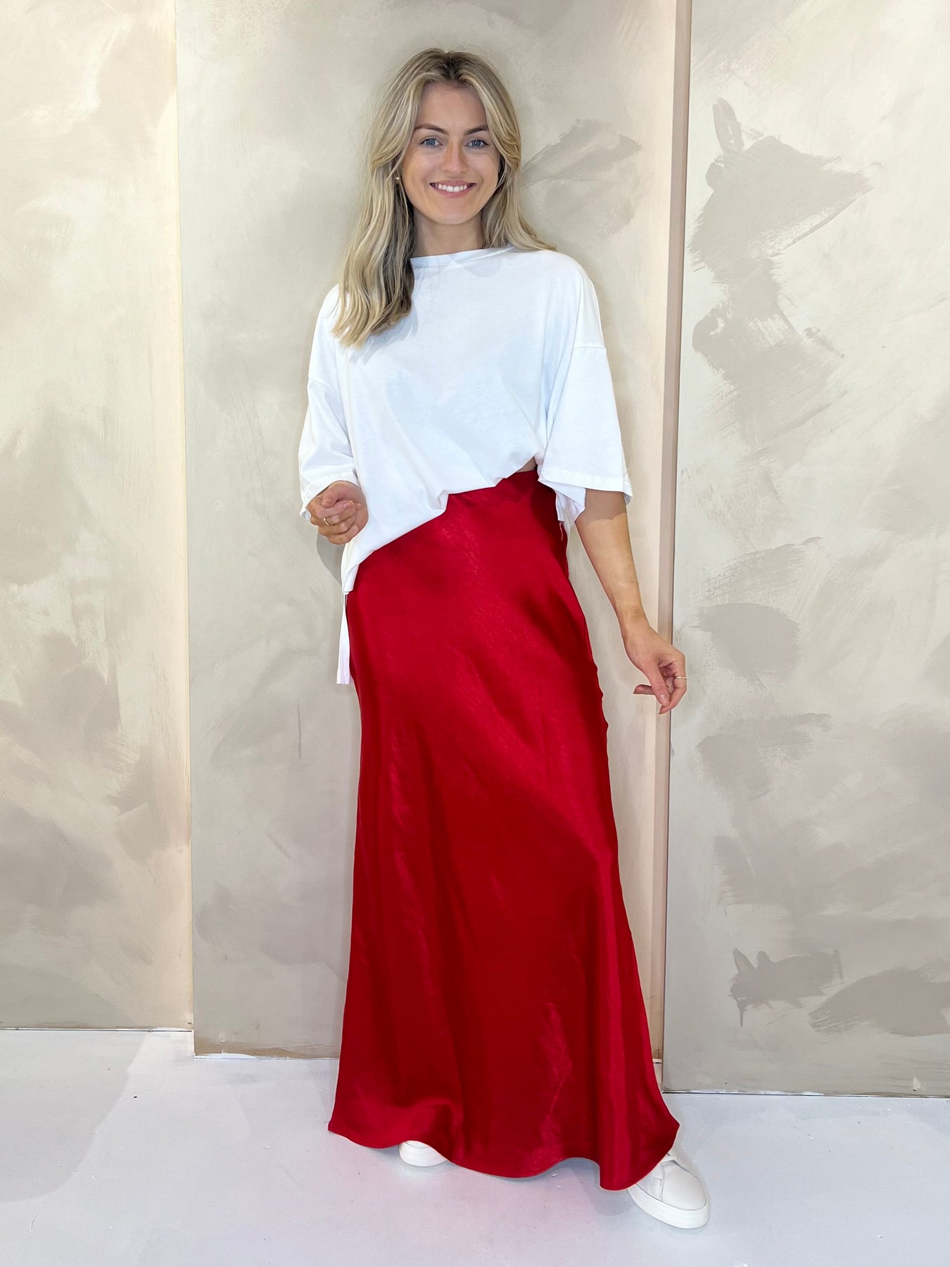 Satin Maxi Skirt Red Spoilt Belle Boutique Online