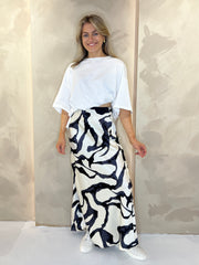 Black and White Swirl Maxi Skirt