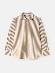 Joules Amilla Longline Relaxed Shirt - Tan & White