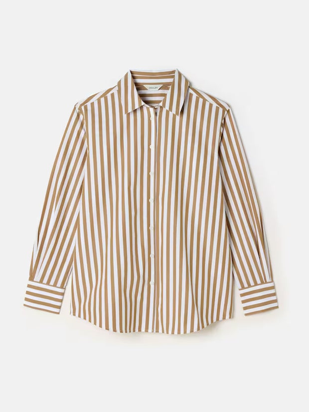 Joules Amilla Longline Relaxed Shirt - Tan & White