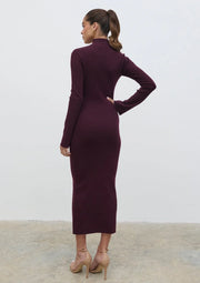 Shani Cut Out Knit Dress - Wine