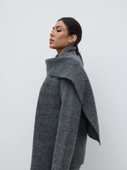 Murphy Cardigan Knit Scarf Set - Charcoal