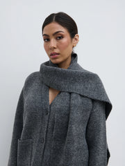 Murphy Cardigan Knit Scarf Set - Charcoal