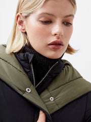 French Connection Auden Double Front Puffer Jacket - Black/Khaki