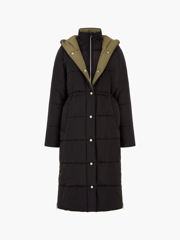 French Connection Auden Double Front Puffer Jacket - Black/Khaki