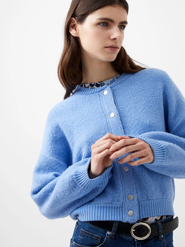 French Connection Melissa Knit Bomber Jacket - Dusted Blue