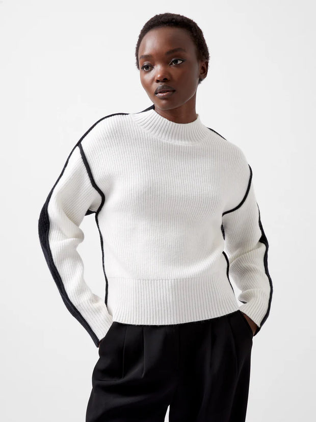 French Connection Lorena High Neck Jumper - White and Black