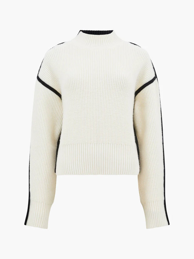 French Connection Lorena High Neck Jumper - White and Black