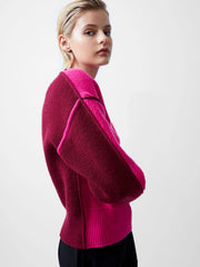 French Connection Lorena High Neck Jumper - Pink and Burgundy