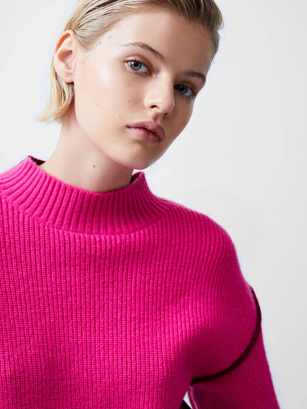 French Connection Lorena High Neck Jumper - Pink and Burgundy