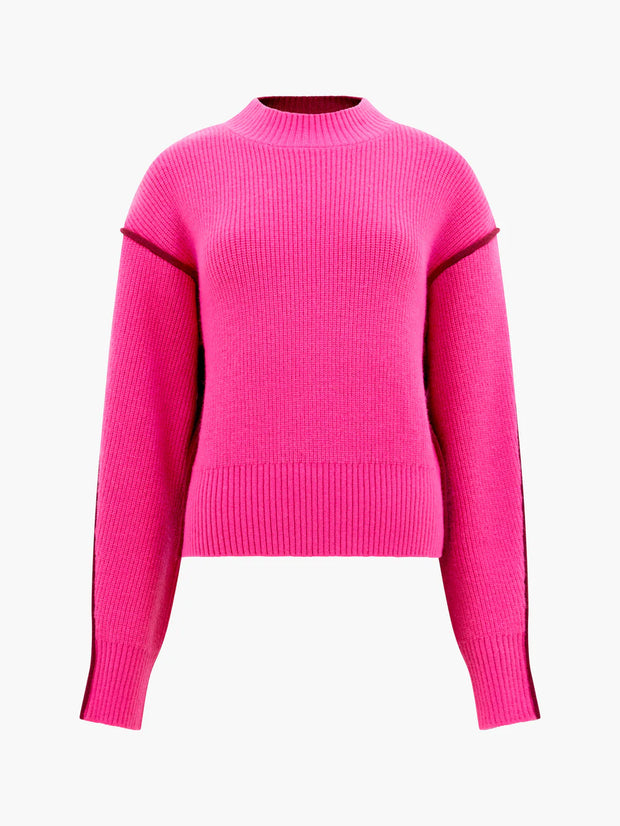 French Connection Lorena High Neck Jumper - Pink and Burgundy