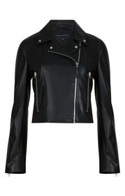 French Connection Etta PU Leather Biker Jacket - Black