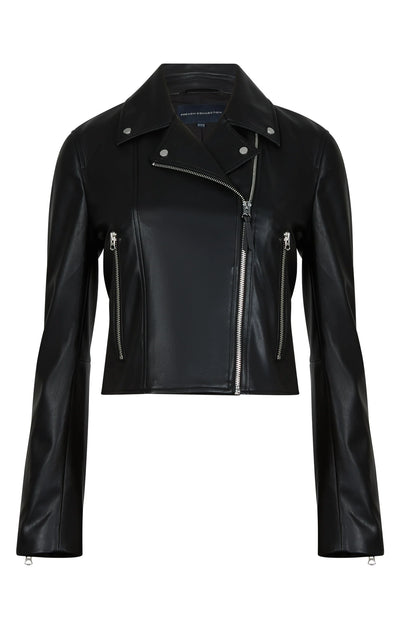 French Connection Etta PU Leather Biker Jacket - Black