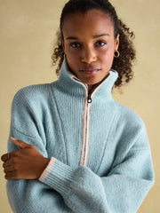 Joules Elmore Knitted Quarter Zip Jumper - Topaz