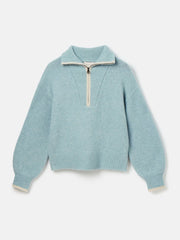 Joules Elmore Knitted Quarter Zip Jumper - Topaz