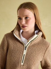 Joules Aldeburgh Brown Quarter Zip Fleece - Tan