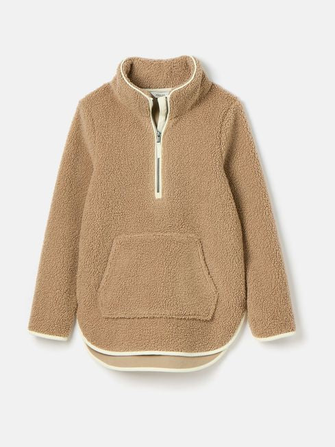 Joules Aldeburgh Brown Quarter Zip Fleece - Tan