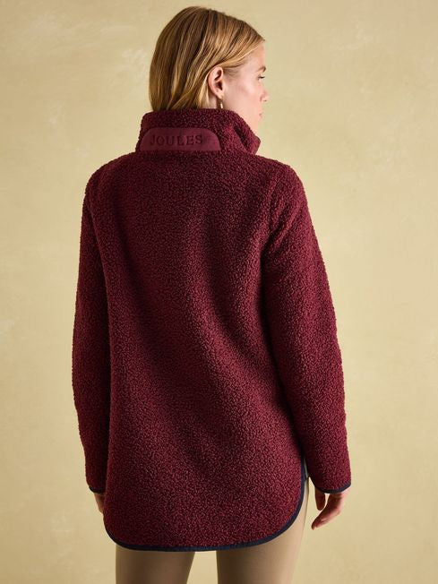 Joules Aldeburgh Brown Quarter Zip Fleece - Red